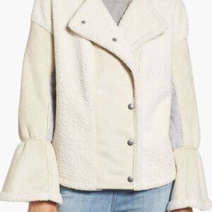 Treasure & Bond x Something Navy Faux Shearling Bell Sleeve Jacket NWT Small